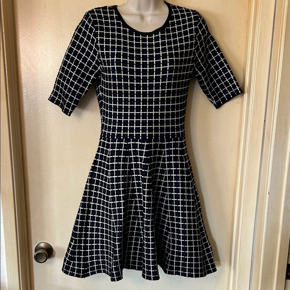 Topshop Black,Blue and White Checkered Mini Dress size 6